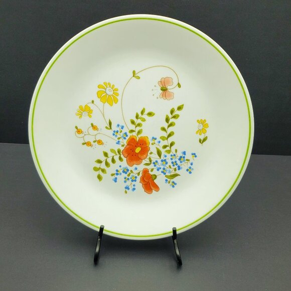 Corelle Wildflower Dinner Plates Corning Spring Bouquet Floral Green Band Plates - Picture 5 of 7